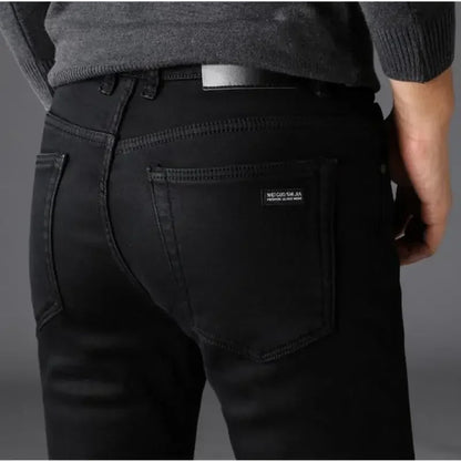 Stretch Black Biker Denim Mens Comfortable Jeans