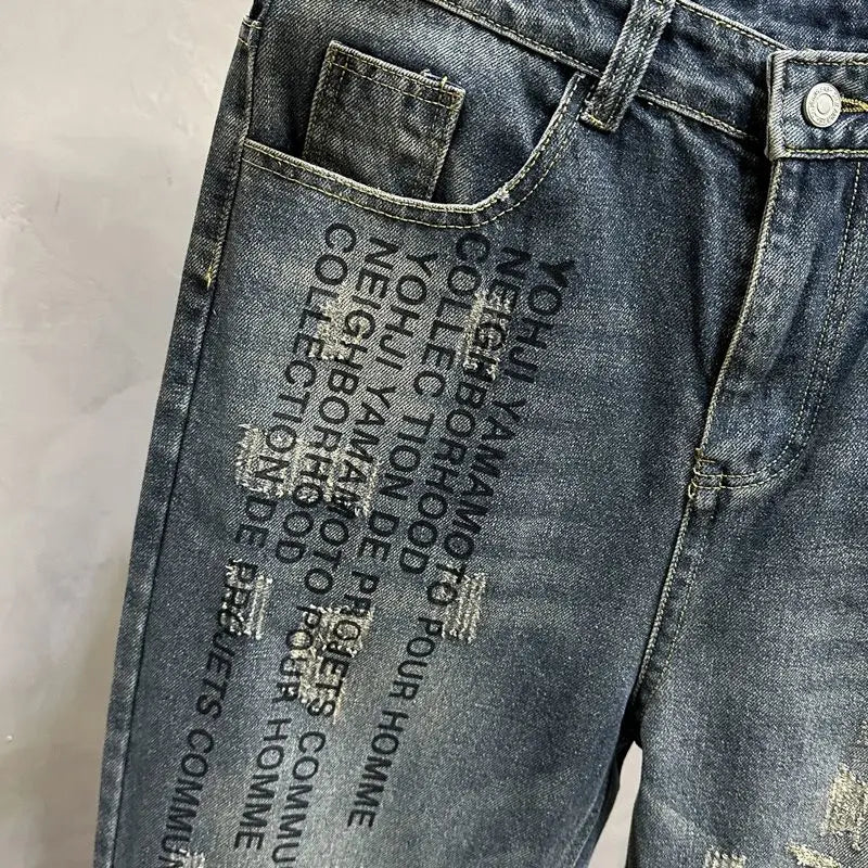 Loose Personality Trendy Washed Pants Men'