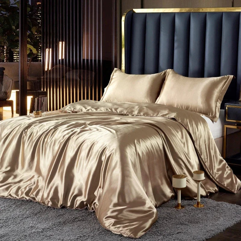 Silk Duvet Cover Bed Sheet Pillowcase Luxury