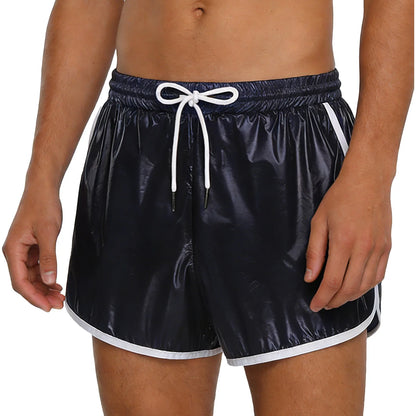 Mens Drawstring Waterpoof Swimming Trunks With Pockets