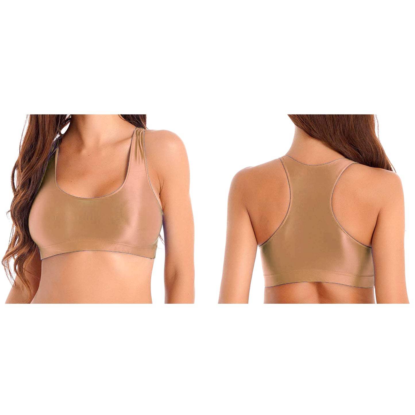 Glossy Womens Mid Waist Gym Fitness Yoga