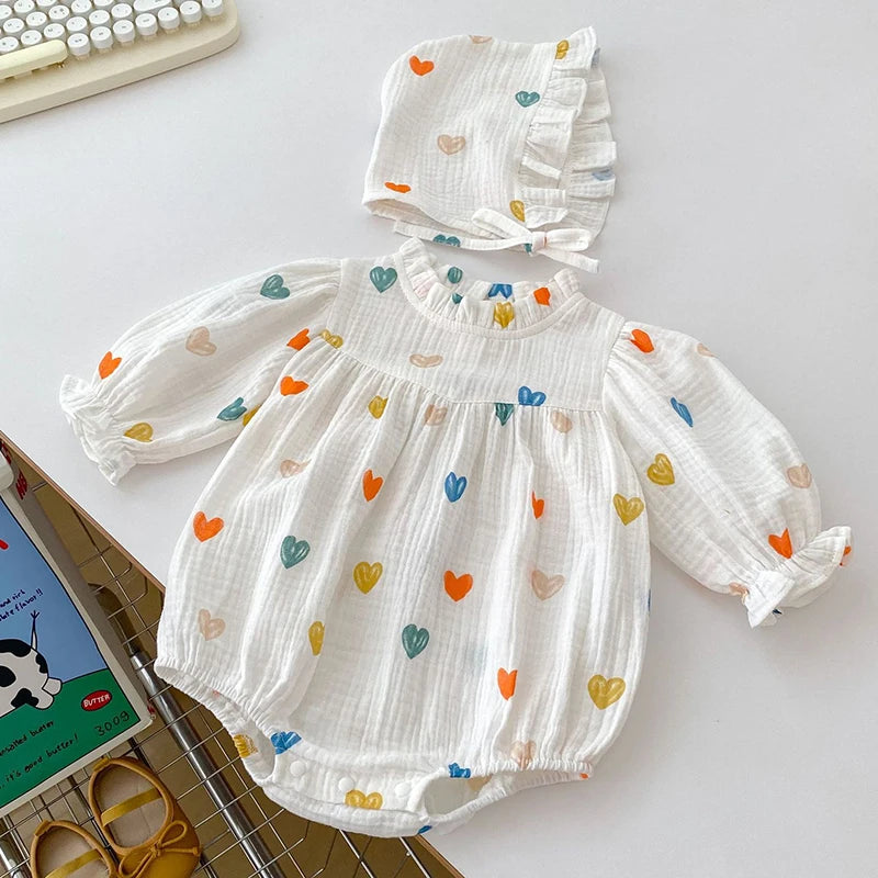 Baby Girls Long Sleeve Flower Embroidery Jumpsuit