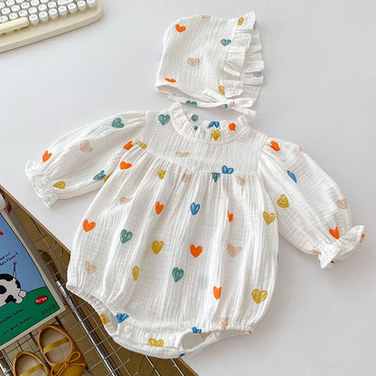 Baby Girls Long Sleeve Flower Embroidery Jumpsuit