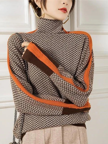 Women Pullover Knitted Fashion Sweater Turtleneck Top