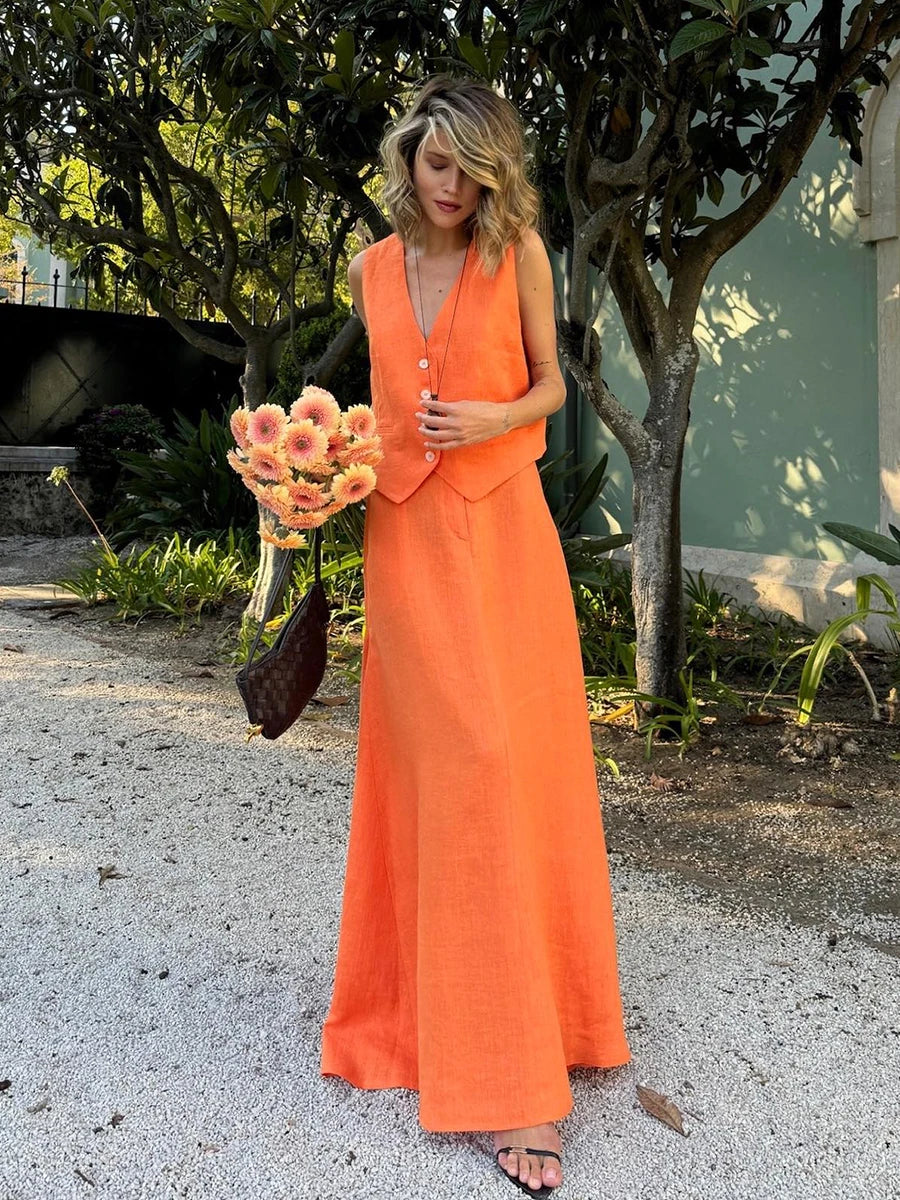 2 PCS Sleeveless Fashionable Chic Vest Skirt Suit