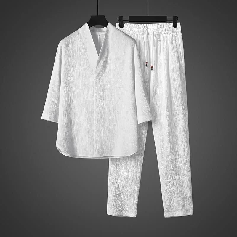 2 Pcs Mens Fashion Trend Solid Color Loose Sport