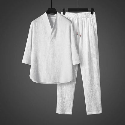 2 Pcs Mens Fashion Trend Solid Color Loose Sport