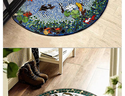 Semi-circular Outdoor Rug Modern Art Style