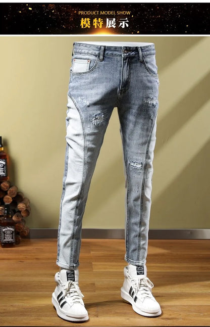 Ripped Stretch Jeans Men's Casual Slim Comfortable