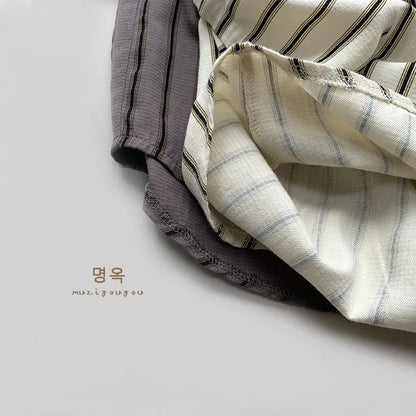 Boys Cotton Striped Pocket Casual Short Sleeve