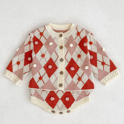 2 Pcs Baby Girls Long Sleeve Striped Cardigan Coat+ Shorts