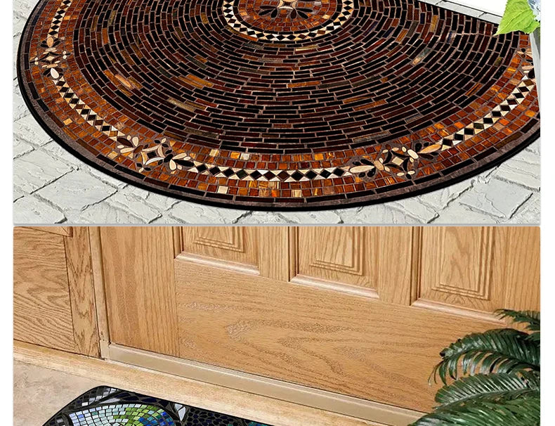 Semi-circular Outdoor Rug Modern Art Style