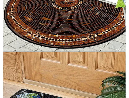 Semi-circular Outdoor Rug Modern Art Style