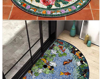 Semi-circular Outdoor Rug Modern Art Style