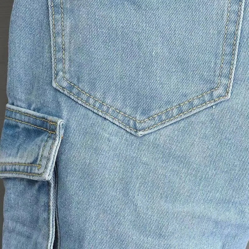 Mens Fashion Multi-Pocket Cargo Denim Shorts Plus Size