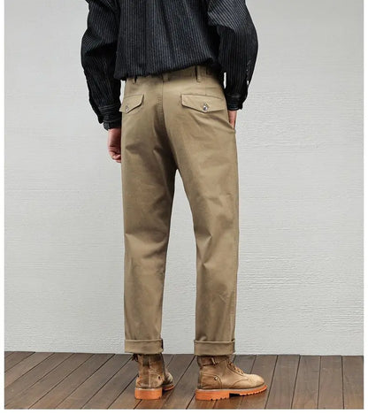 Casual Cotton Pants, Loose Straight Leg Workwear