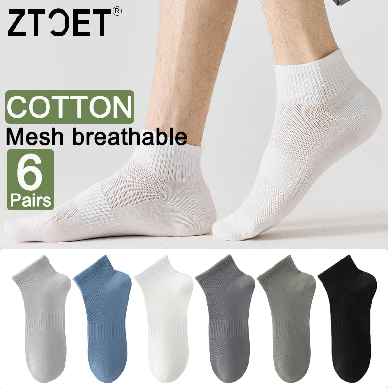 6Pairs Men Cotton Mesh Socks