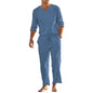 2 Pcs Men Henley Shirt Elastic Waist Drawstring Pants