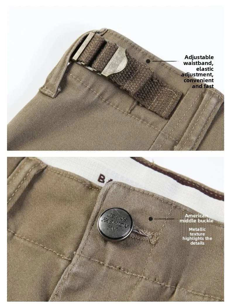 Casual Cotton Pants, Loose Straight Leg Workwear