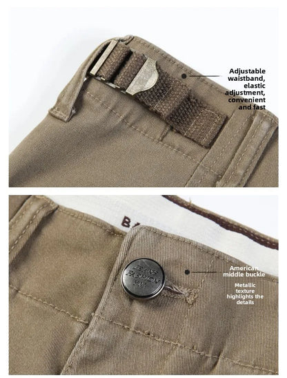 Casual Cotton Pants, Loose Straight Leg Workwear