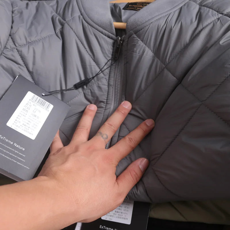 Men's Cotton Jacket with Quilted Diamond Pattern