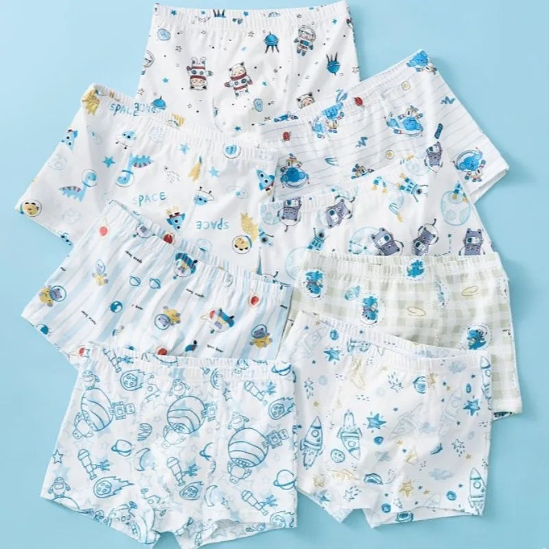 4PCS Boys Cute Cartoon Breathable Cotton Underwear