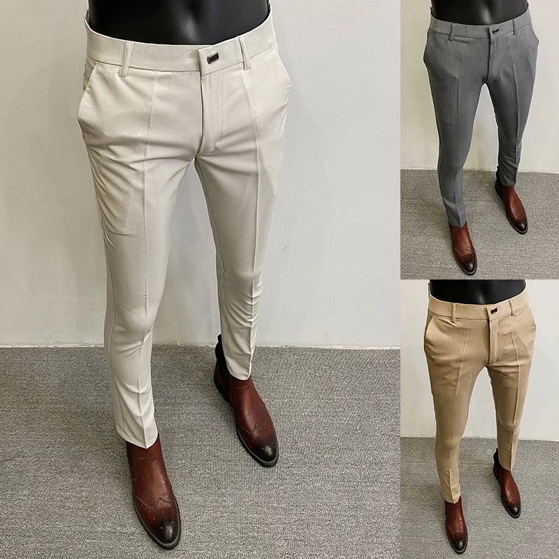 Men Stretch Slim Formal Casual Pants Fashion