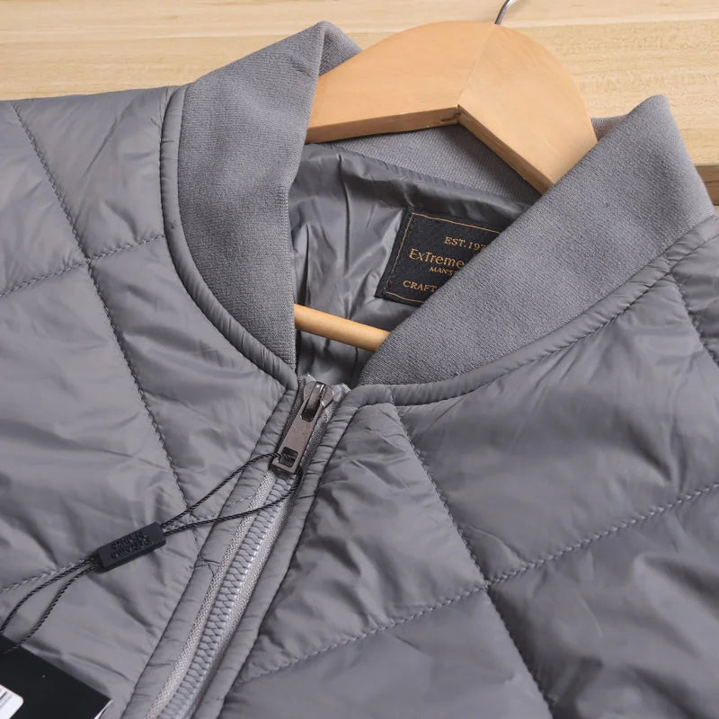 Men's Cotton Jacket with Quilted Diamond Pattern