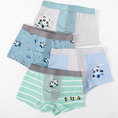 4PCS Boys Cotton Antibacterial Breathable Comfort Underwear