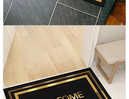 Gold Stripes Decorations Door Entry Carpet House