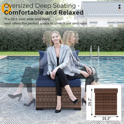8 Piece Sectional Sofas, All-Weather With Fire Pit