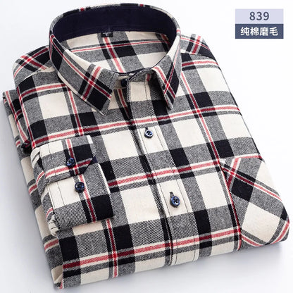 Flannel Plaid Long Sleeve Turn-down Shirts
