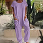 Women's Solid Color Casual Baggy Pocket Romper