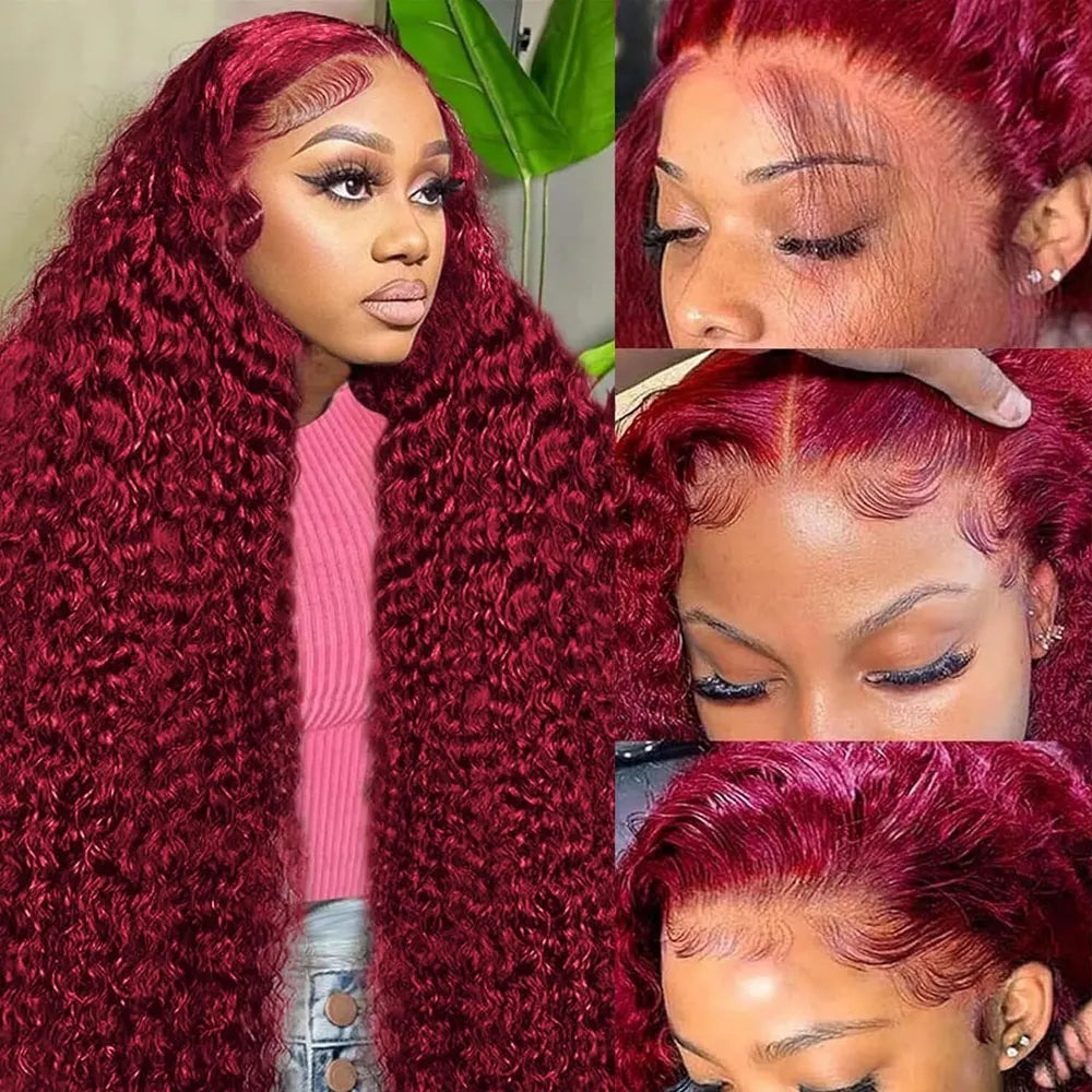 Burgundy Lace Front Human Hair Wave Brazilian