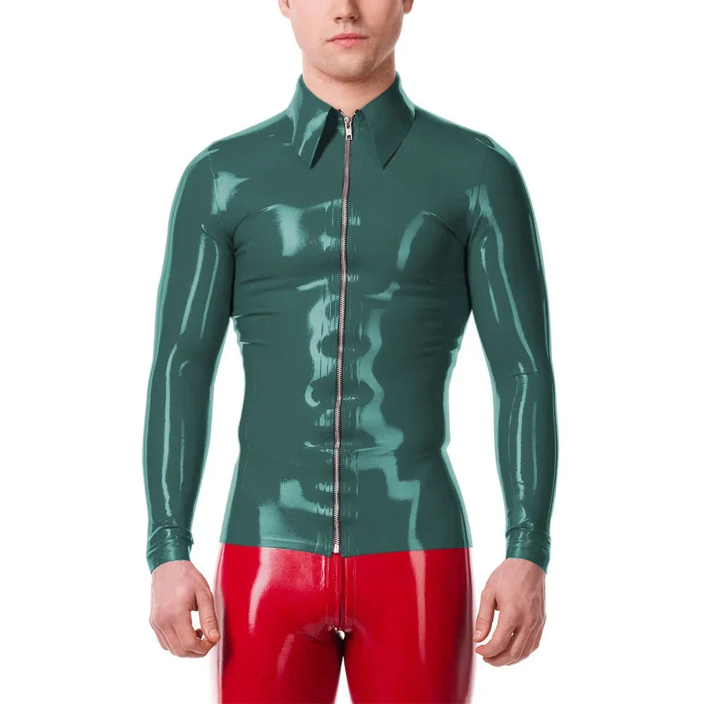 Mens Fashion Zipper Long Sleeve Jacket Turn-down Collar