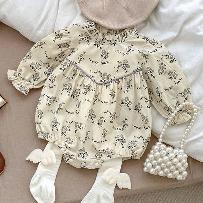 Baby Girls Long Sleeve Flower Embroidery Jumpsuit