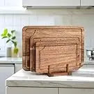 3 Pcs Acacia Wood Cutting Boards with Juice Groove
