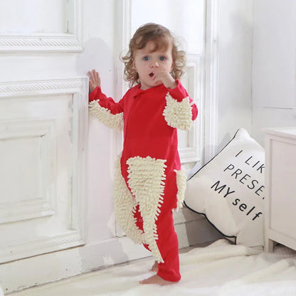 Girls Cleaning Mop Long Sleeve Crawling Jumpsuit