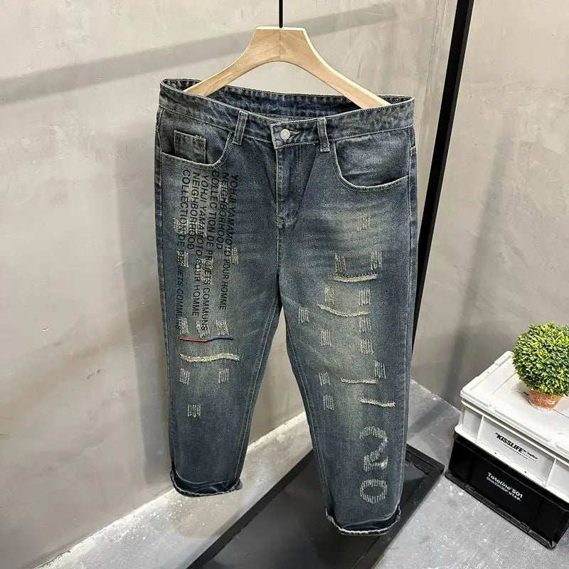 Loose Personality Trendy Washed Pants Men'
