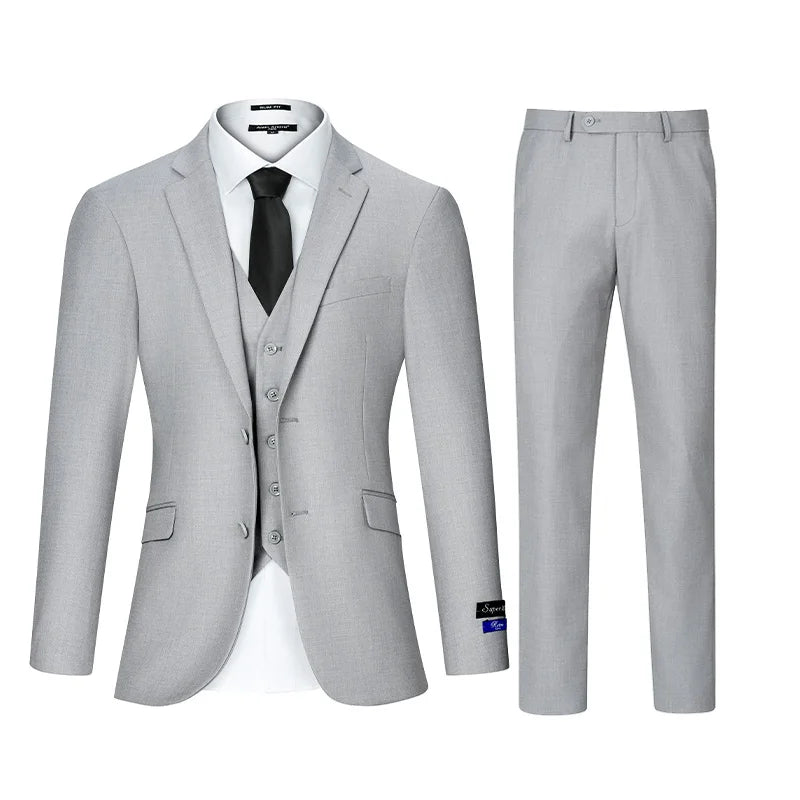 3pcs Men's Classic Solid Color Suit Regular Fit