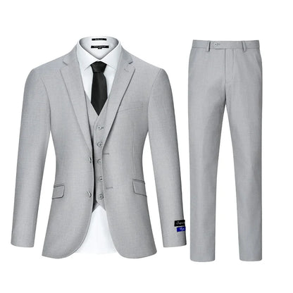 3pcs Men's Classic Solid Color Suit Regular Fit