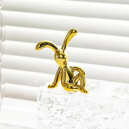 Adorable Long Ear Bunny Figurines Models