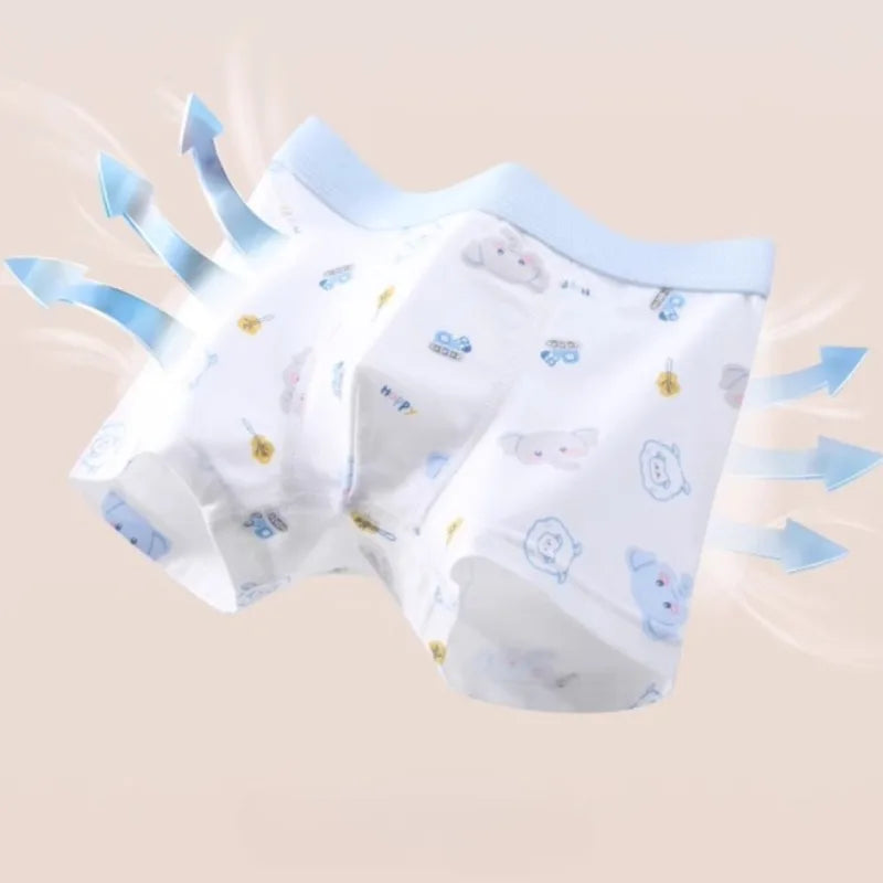 4PCS Boys Cute Cotton Antibacterial Cartoon Print Underwear