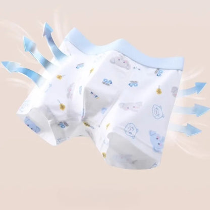 4PCS Boys Cute Cotton Antibacterial Cartoon Print Underwear