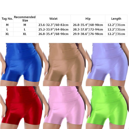Glossy Womens Mid Waist Gym Fitness Yoga