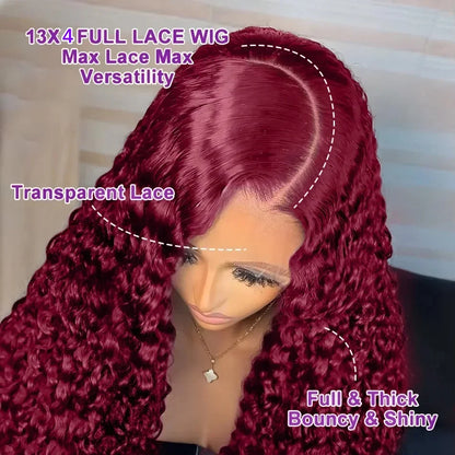 Curly Burgundy Lace Front Human Hair Wig