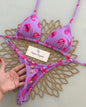 Print Sexy Bikini Sets Halter Lace-up  Beach