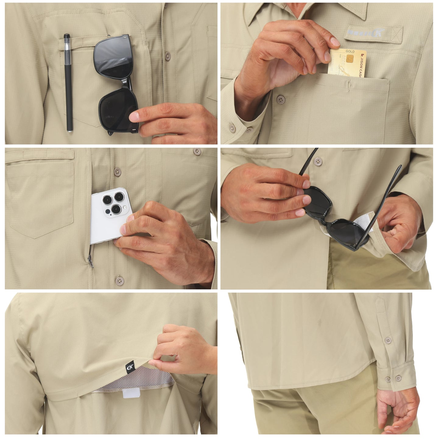 Men's UPF 50+ Casual Long Sleeve Fishing Shirts