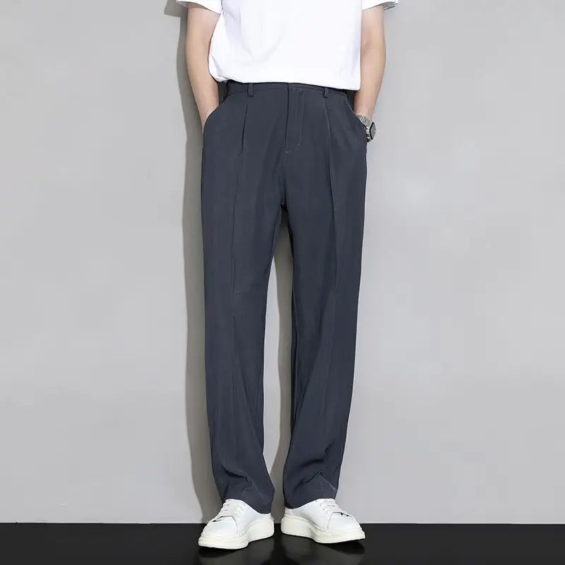 Ice Silk Men's Casual Straight Pants Fashion