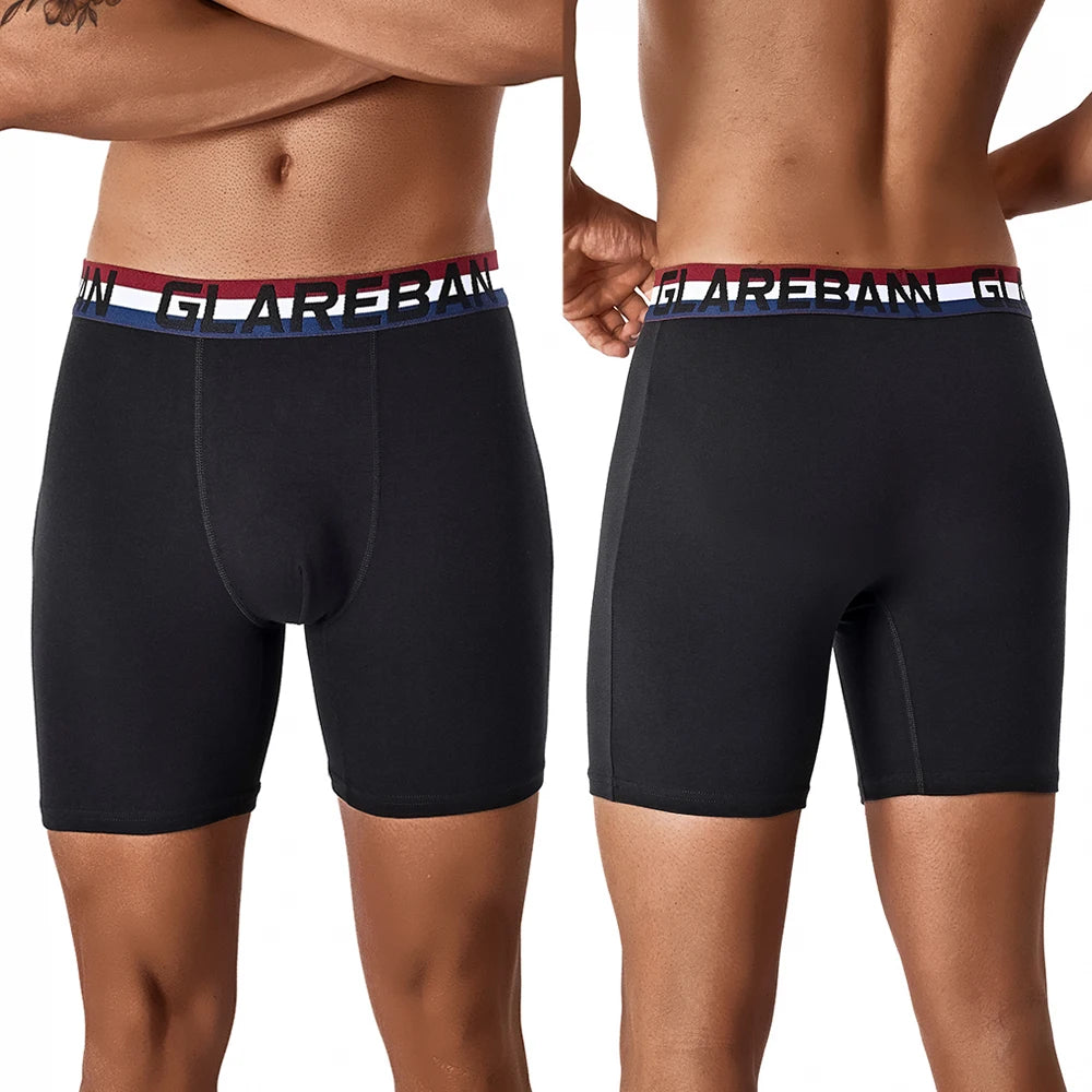 5pcs Mid-Long Cotton Boxer Shorts Men Underwear